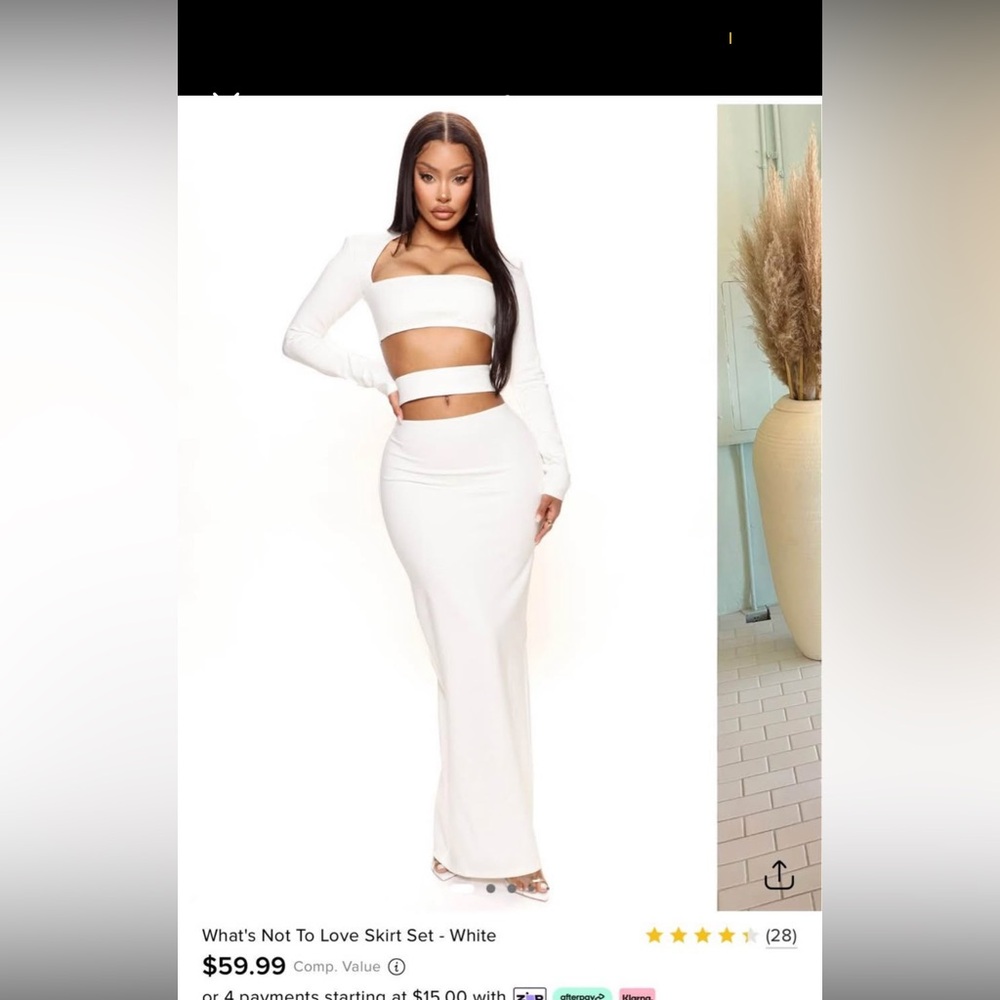 NWT Fashion Nova Elegant White Maxi Skirt Set